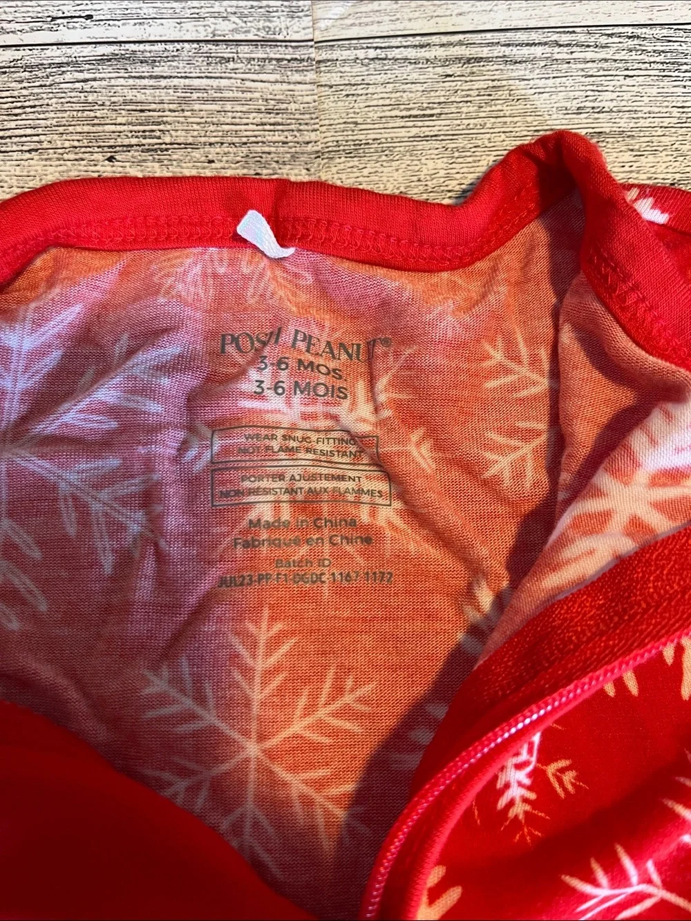 Posh Peanut Red Snowflake Bamboo Footie One-Piece Size 3-6 Months